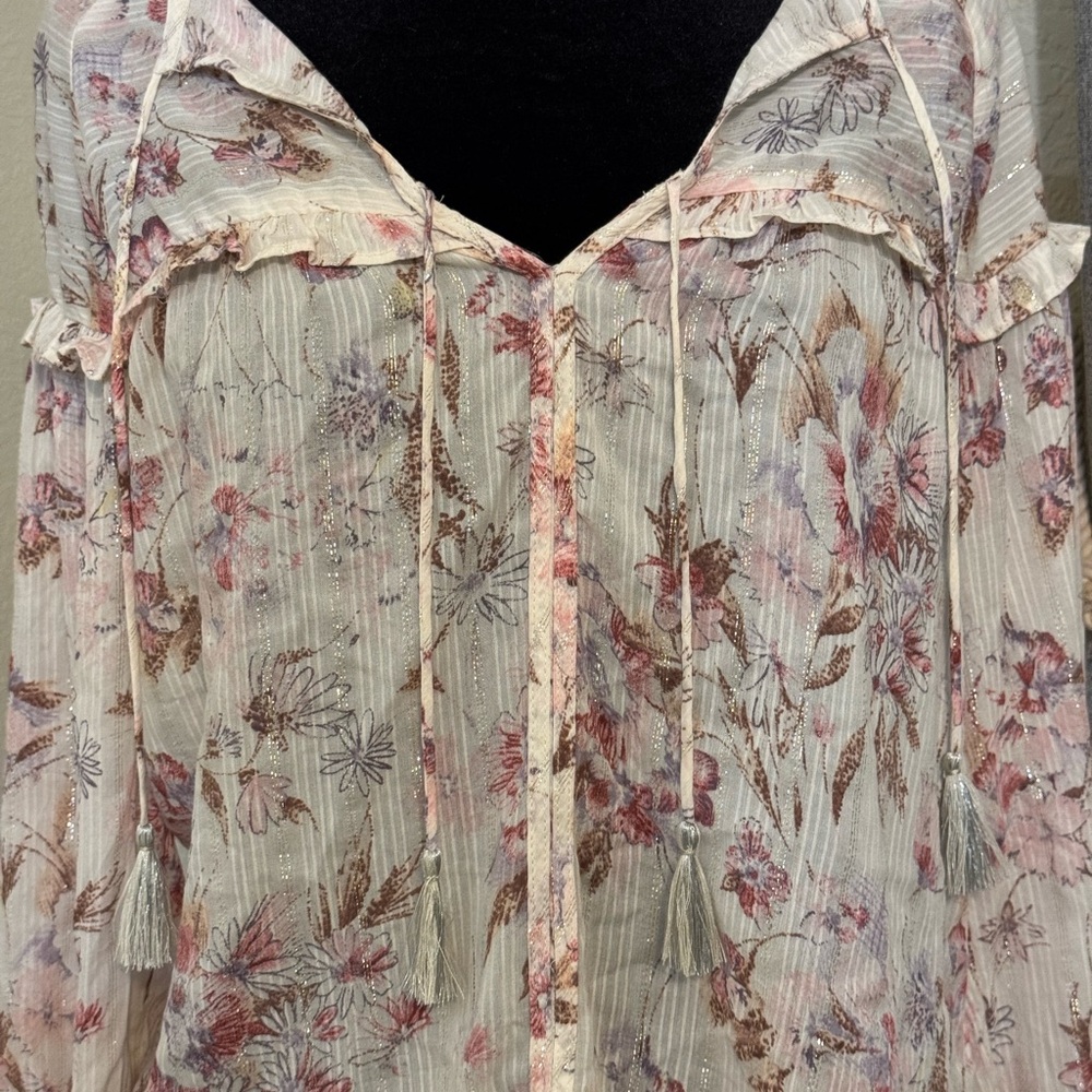 NEW Lovestitch Floral Double Long Sleeve Peasant Top Size Medium M - NEW - NWT - Picture 2 of 6
